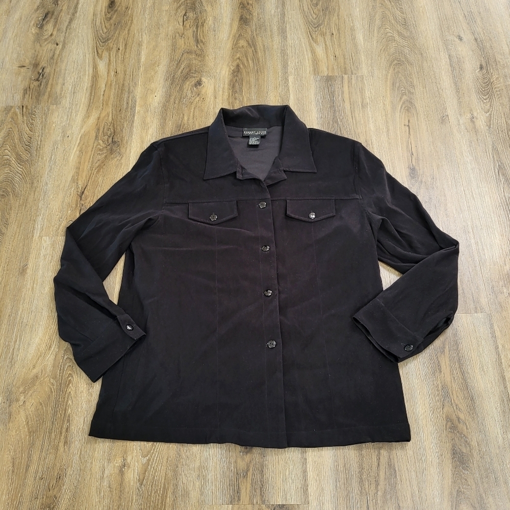 Robert Louis womens black vintage button down shirt gorpcore shaket large grunge